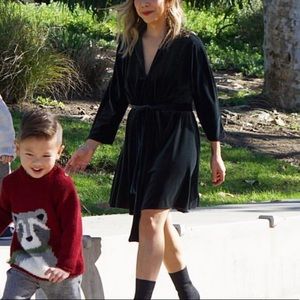 Zara XS Green Velvet Dress with Belt